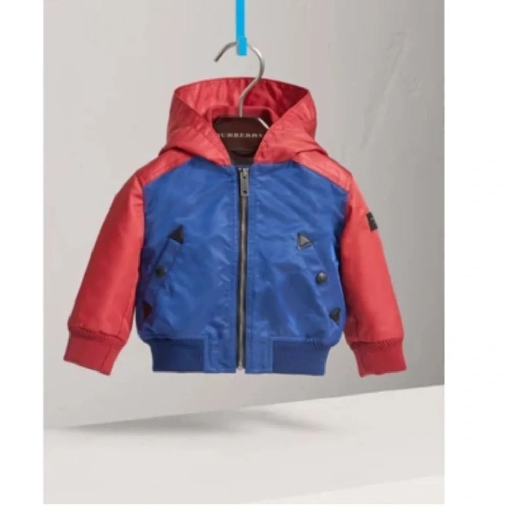 Burberry Two-tone Hooded Bomber Jacket
